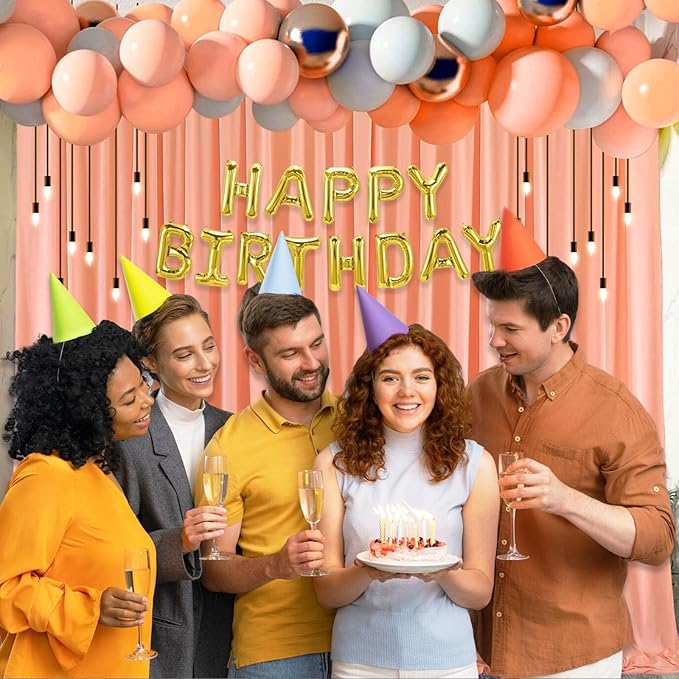 10 x 7 Feet Rose Gold Backdrop Curtain for Partie, Background Curtains for Photoshoot, Birthday, Wedding, Halloween, Thanksgiving, Christmas Day, New Year Party Decorations 5Ft x 7Ft, 2 Panels