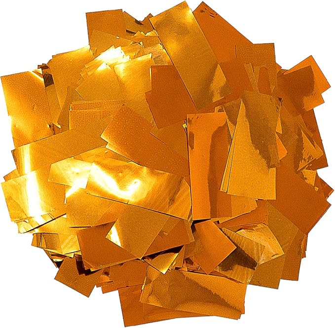 Ultimate Confetti, Rectangular Orange Mylar Shiny Foil Metallic Confetti for Cannon and Launcher use - Gender Reveal Confetti for Wedding, Parties, Mother’s Day and Live Events - 1 lb, 16 oz