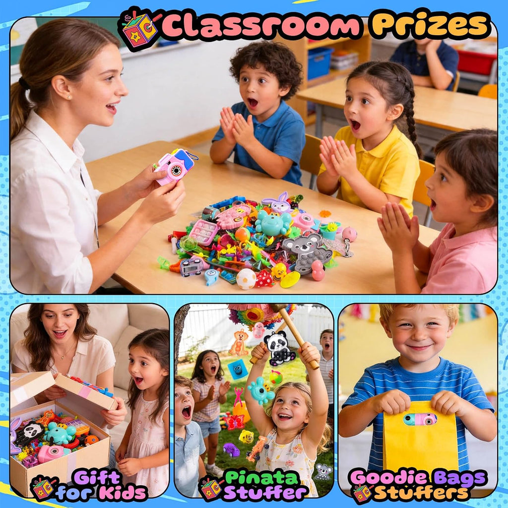 Kiss Monkey 640 PCS Party Favors for Kids, Fidget Toys Bulk, Prize Treasure Box Toys for Classroom, Goodie Bags Stuffers for Kids, Pinata Stuffers for Kids, Birthday Gifts, Carnival Prizes