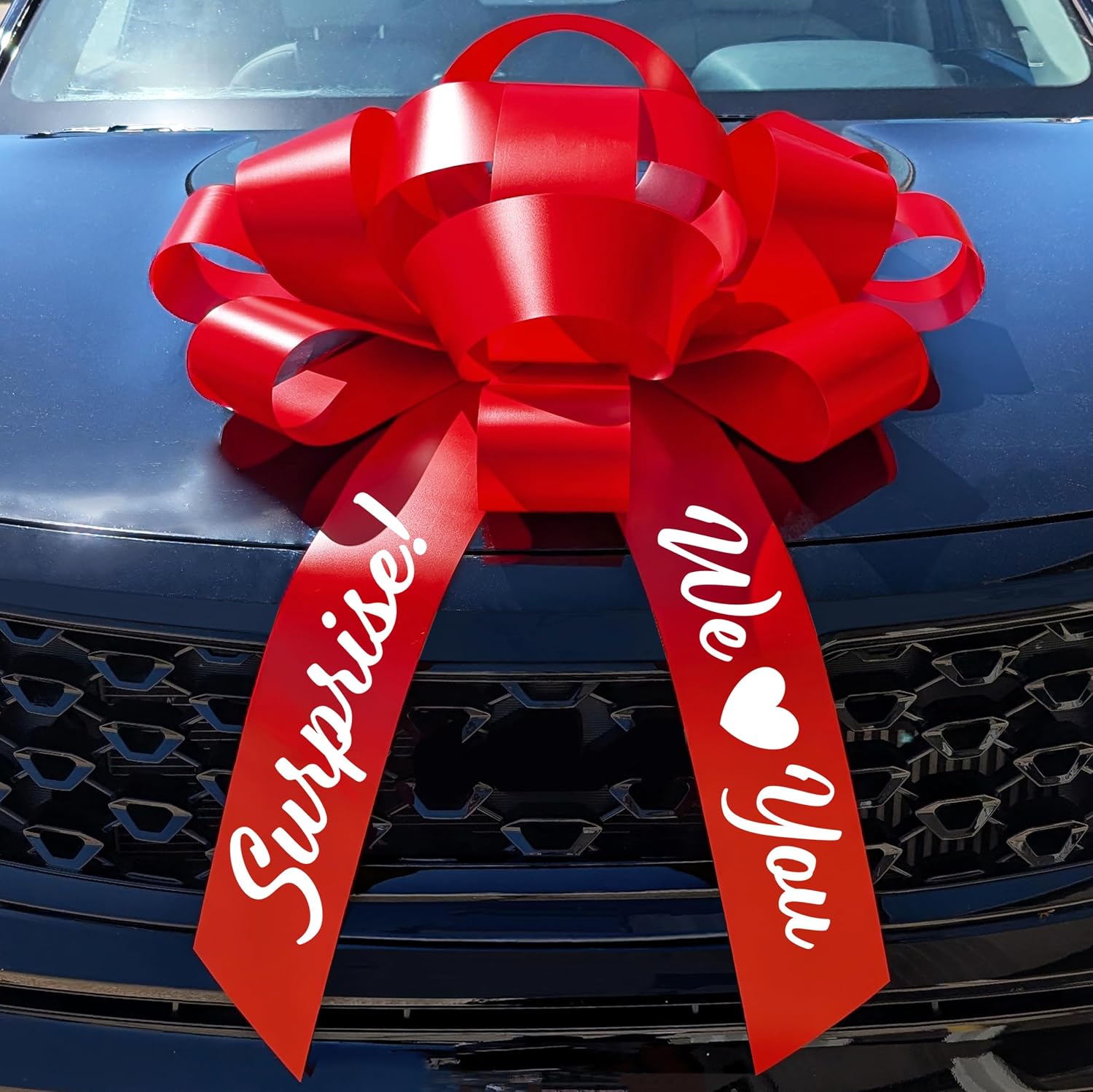 Handmade USA Car Gift Bow Red Surprise We Love You 47 Inch Waterproof Magnetic Adhesive Base Gift Display Decoration American Crafted (red)