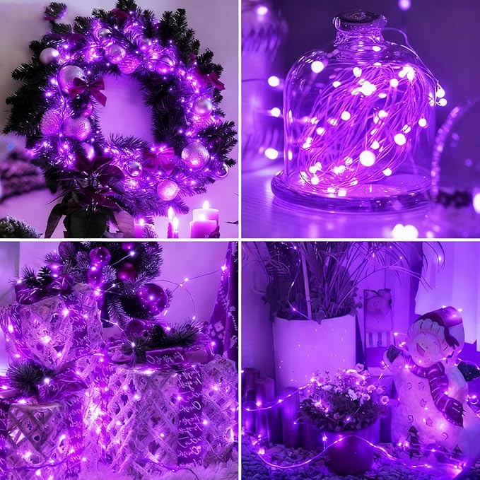 6 Pack Fairy Lights Battery Operated - 7ft 20 Led Twinkle Lights 3 Modes, Bulk Mini String Lights Waterproof for Halloween Holiday Mason Jars Vases DIY Decoration Christmas-Purple