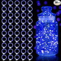 Aogist 50 Pack Fairy Lights 3 Modes 7ft 20 LED Waterproof,Battery Operated Silver Wire Firefly Starry Moon Mini String Lights for Mason Jars Christmas DIY Crafts Wedding Party Bedroom,Blue