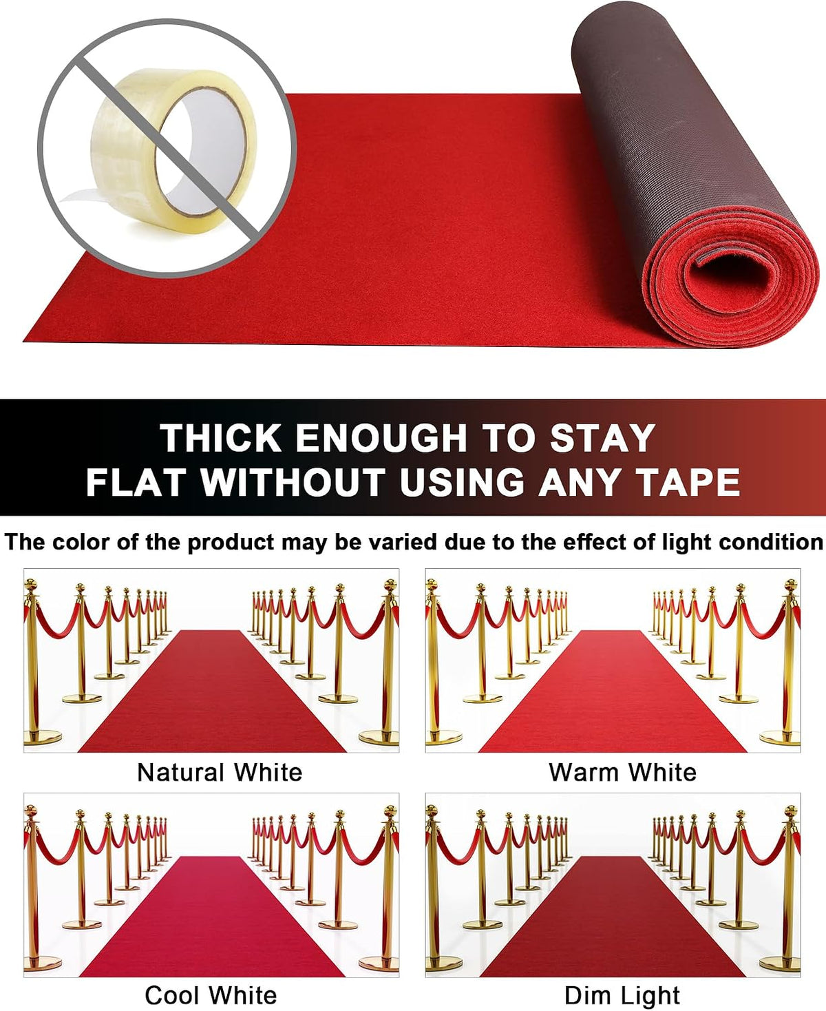 450GSM Extra Thick Red Carpet Runner for Party & Events, 4ft x 20ft