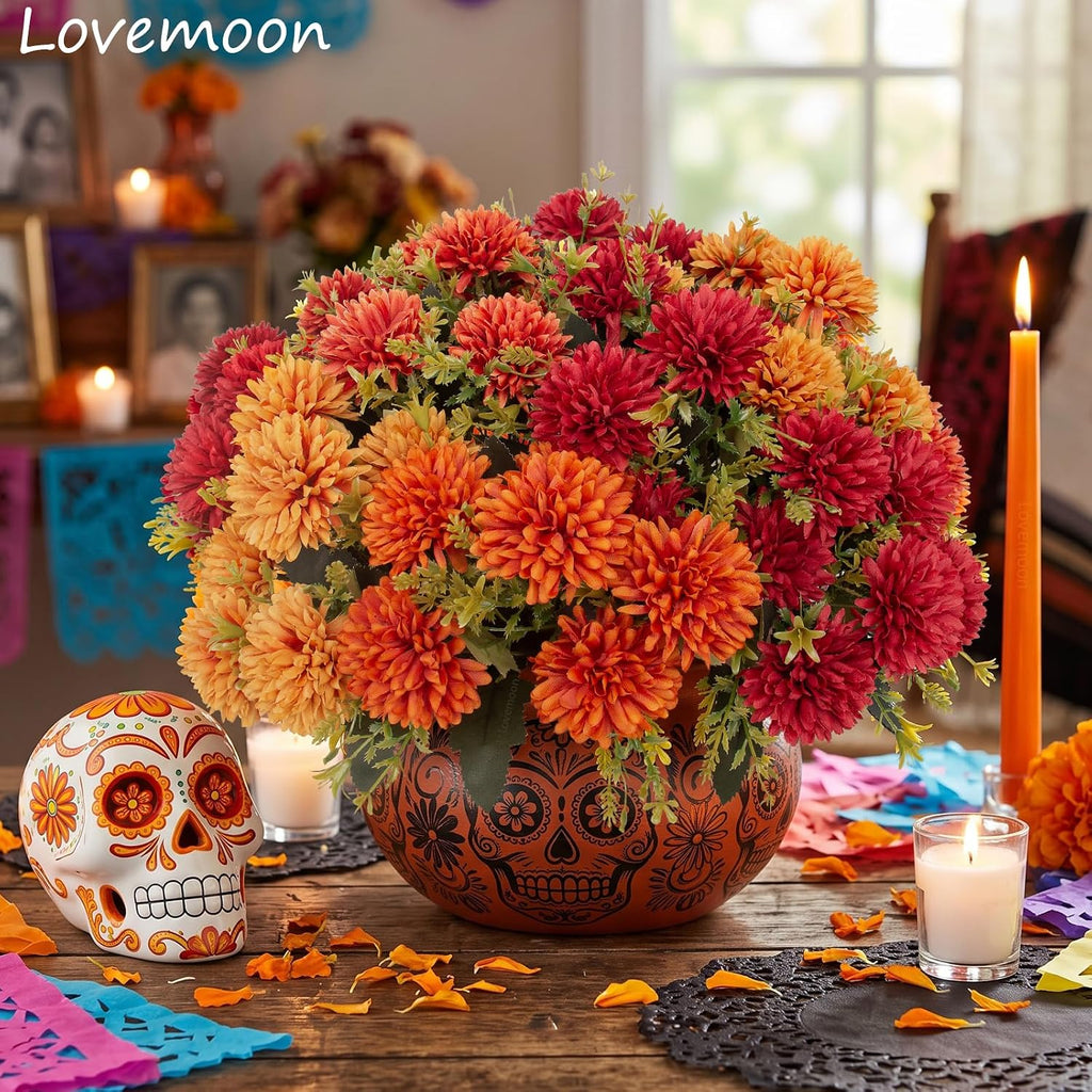 lovemoon artificial chrysanthemums flowers for outdoors, fall, front angle view