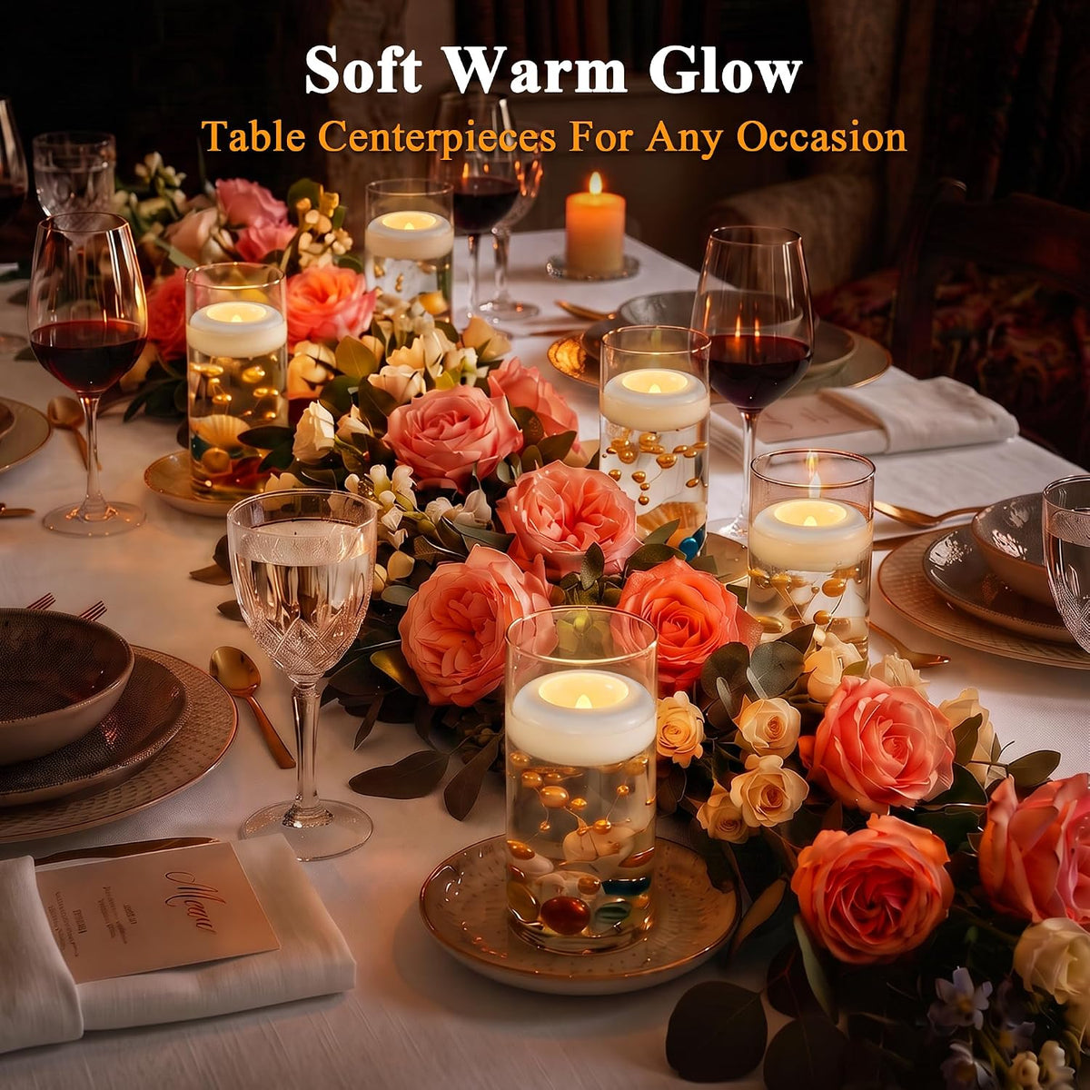 Rechargeable Flameless Floating Candles, Waterproof Tea lights, 6 Pack