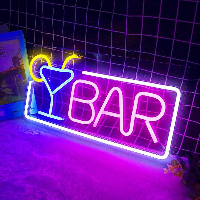 YSMNDE Bar Neon Sign, Bar Signs for Home Sign with Dimmer Switch, USB Powered Bar LED sign For Wall Decor, Perfect for Home, Club, Bistro, Man Cave Party Decorations