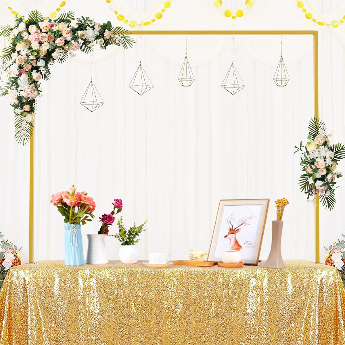Fomcet Over The Table Rod Stand with Clamps Gold Adjustable Table Arch