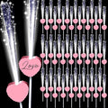 50 Pcs Wedding Sparklers Heart Shaped LED Glow Sticks Fiber Optic Wands Light up Wand with 3 Light Mode for Wedding Bridal Shower Birthday Glow in the Dark Party Supplies (Pink)