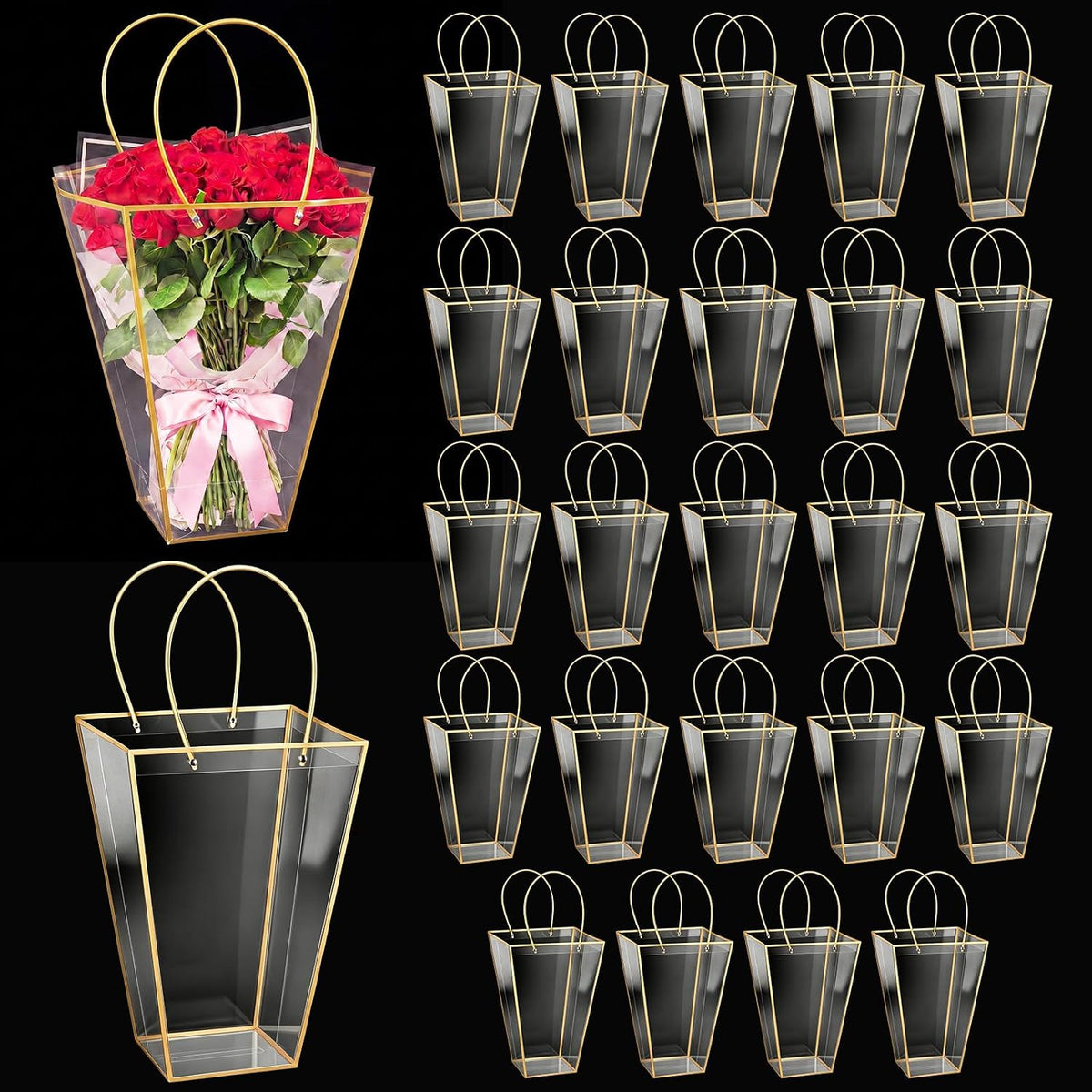 yexiya 24 pcs floral bags large clear flower, main product view