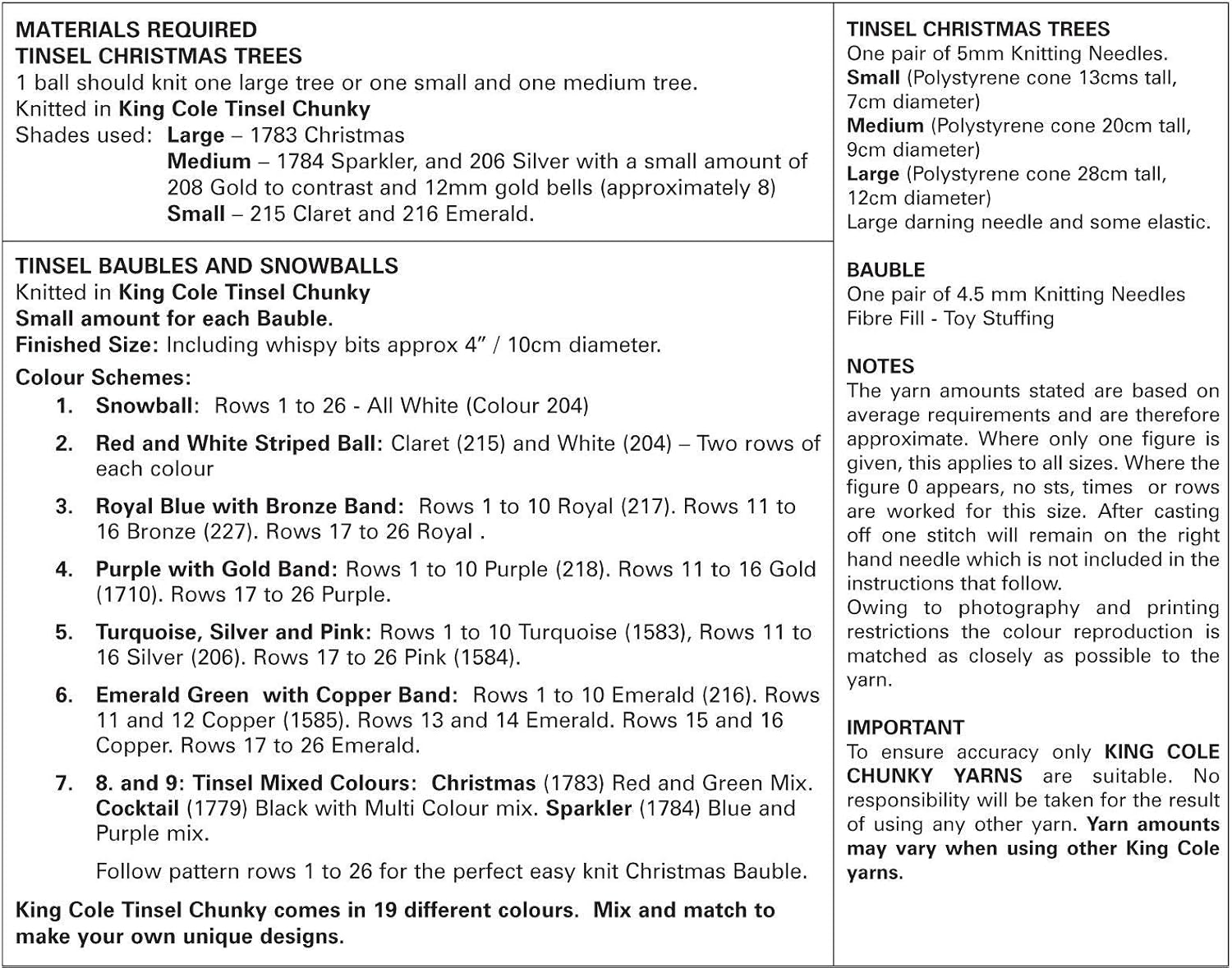 King Cole Tinsel Chunky - Christmas Trees and Baubles (9035)