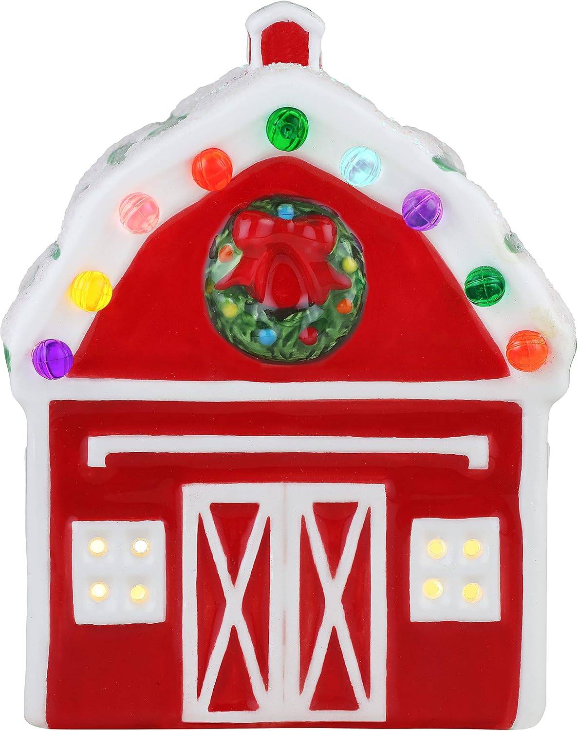mr. christmas ceramic village barn led decoration, 5, main product view