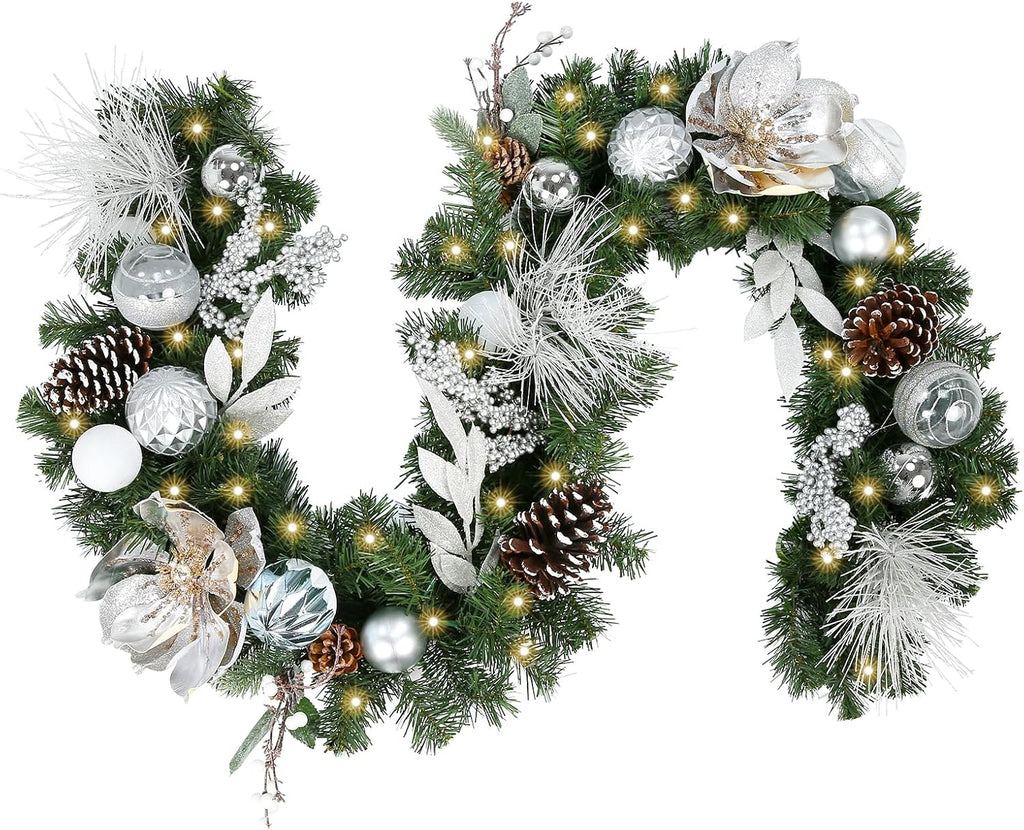 wbhome pre-lit 6 feet/72 inch christmas garland, white, main product view
