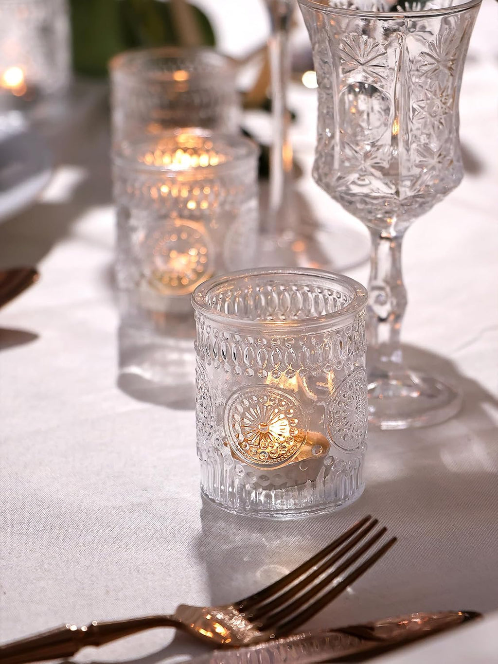 30 Pcs Assorted Clear Votive Candle Holders, Wedding Centerpieces Table Decorations, Glass Tea Lights Candle Holder for Party Decorations, Vintage Boho Candle Holders Bulk for Wedding Receptions