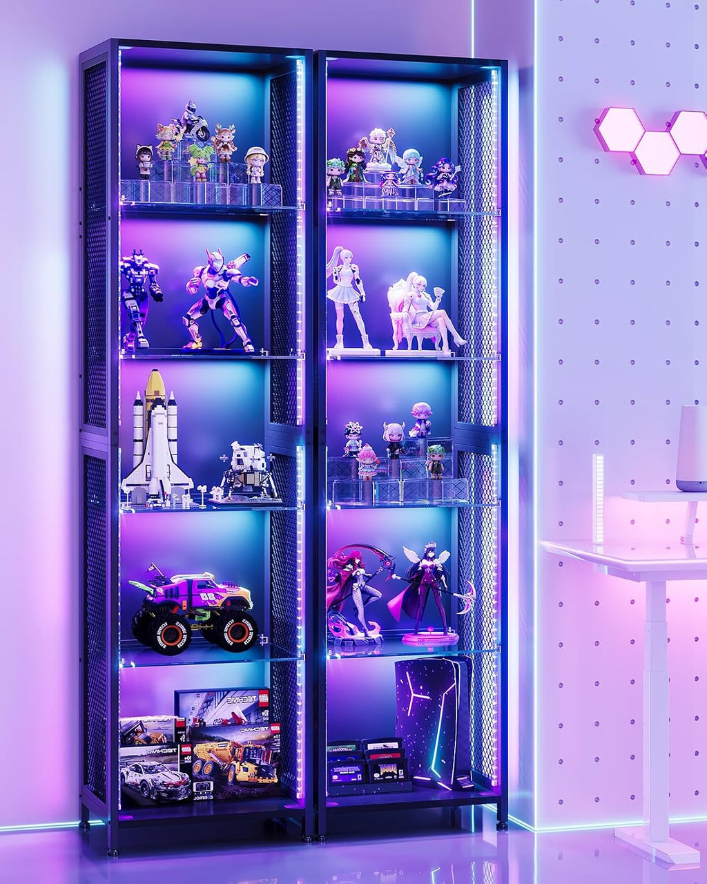 aodk 72" tall display case with led lights, main product view
