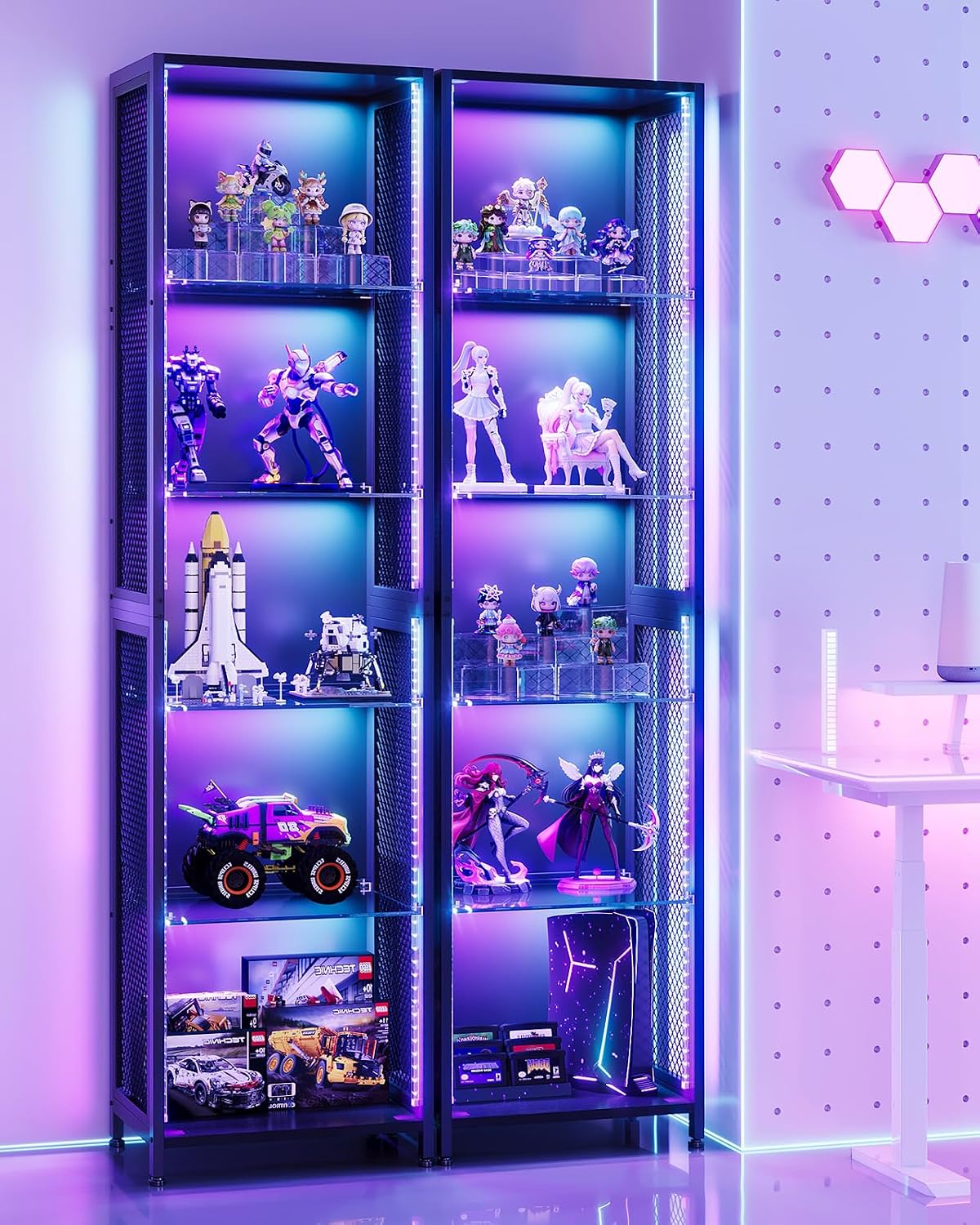 aodk 72" tall display case with led lights, main product view