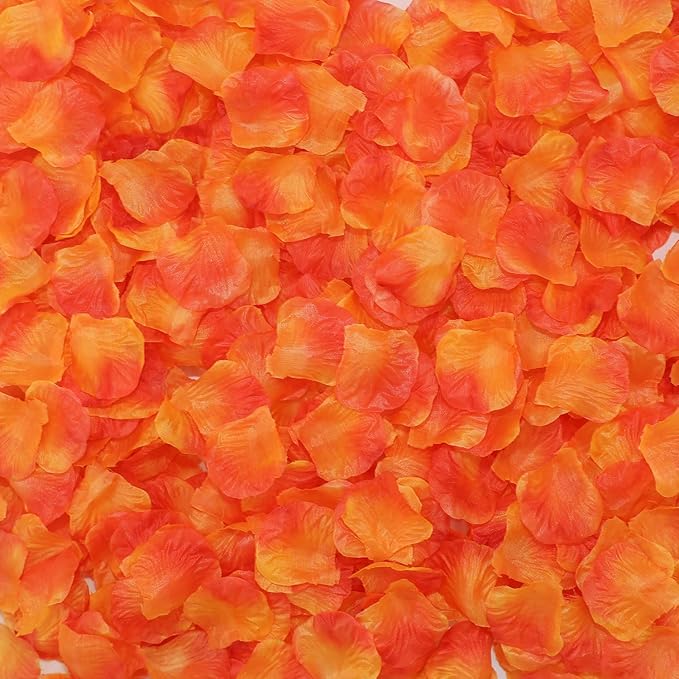 CODE FLORIST 1100 PCS Sunset Red Silk Flower Rose Petals for Fall Wedding Decorations (Separated,Scented)