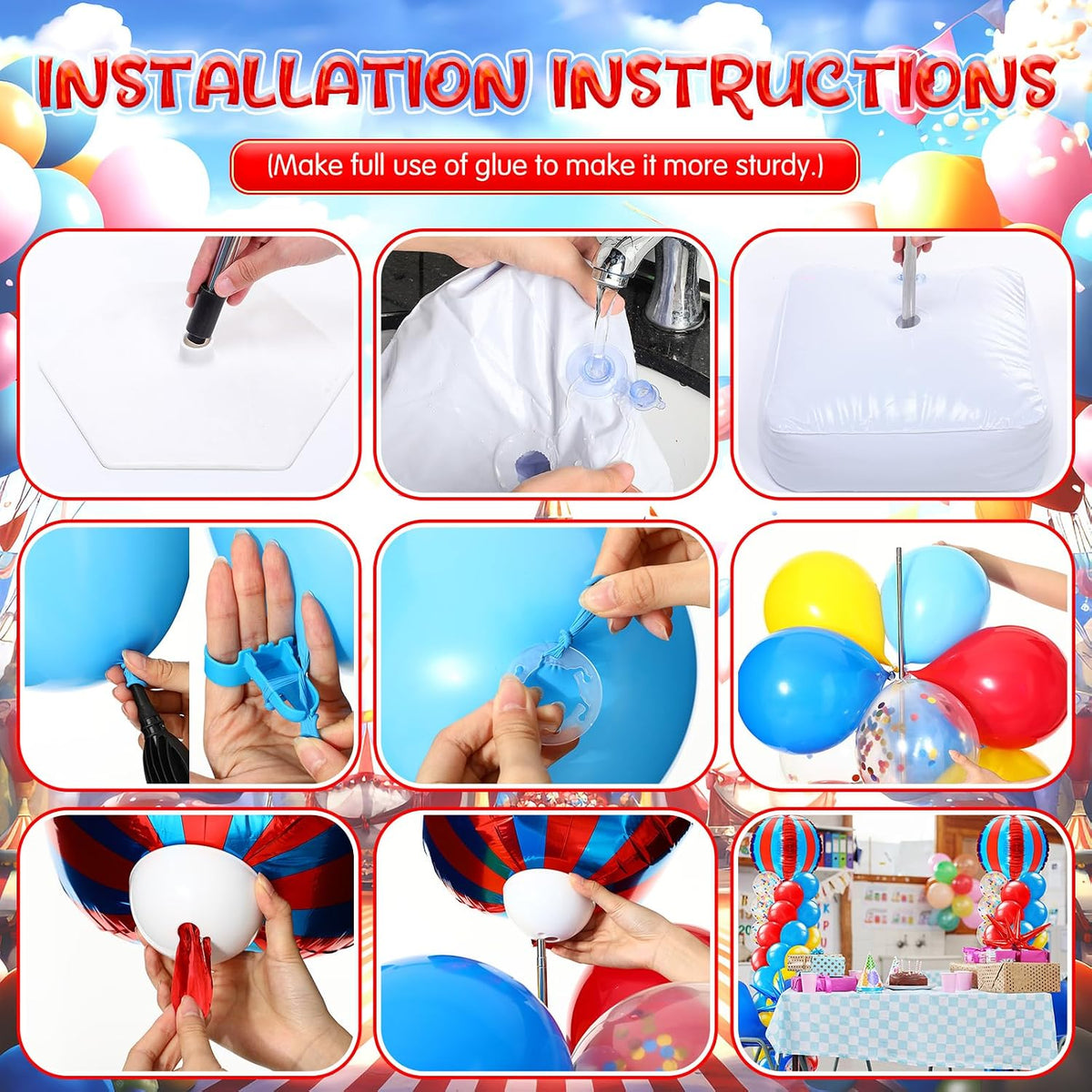 2 sets circus party decorations carnival balloon column, side view