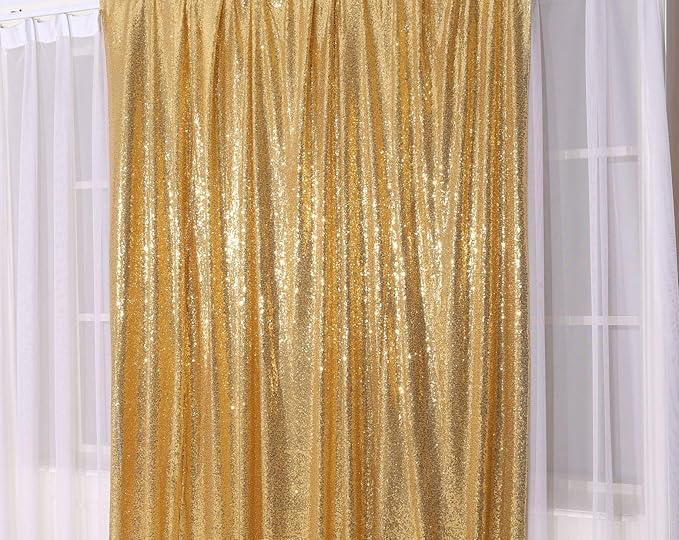 Poise3EHome Gold Sequin Backdrop,8FT x 8FT Sequin Photography Backdrop Curtain for Party Decoration