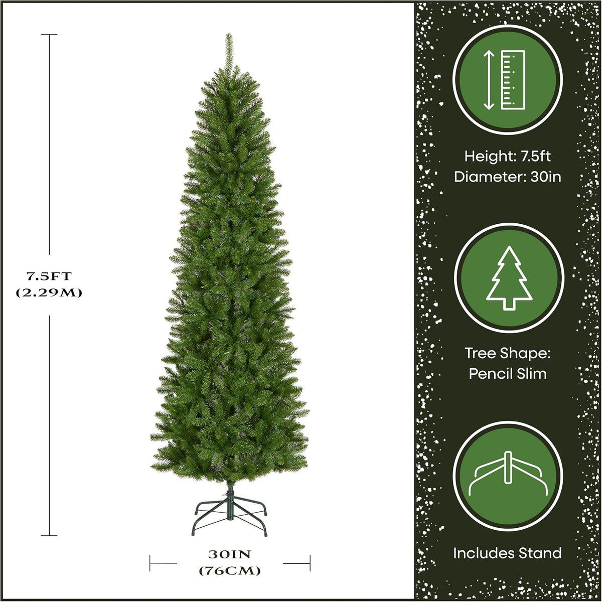 national tree company 7.5ft unlit kingswood fir slim, side view