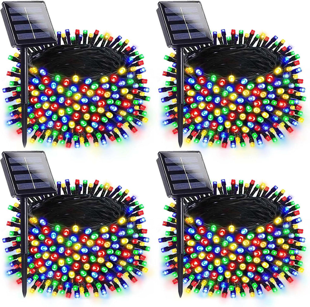 solar christmas lights outdoor, 4 pack 132ft solar, main product view