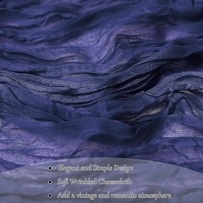 10-Pack Navy Blue Cheesecloth Table Runners – 10FT (35x120 Inch) Boho Rustic Gauze Fabric Cheese Cloth Table Runner for Weddings, Baby Showers, Bridal Shower, Farmhouse & Birthday Party Decor
