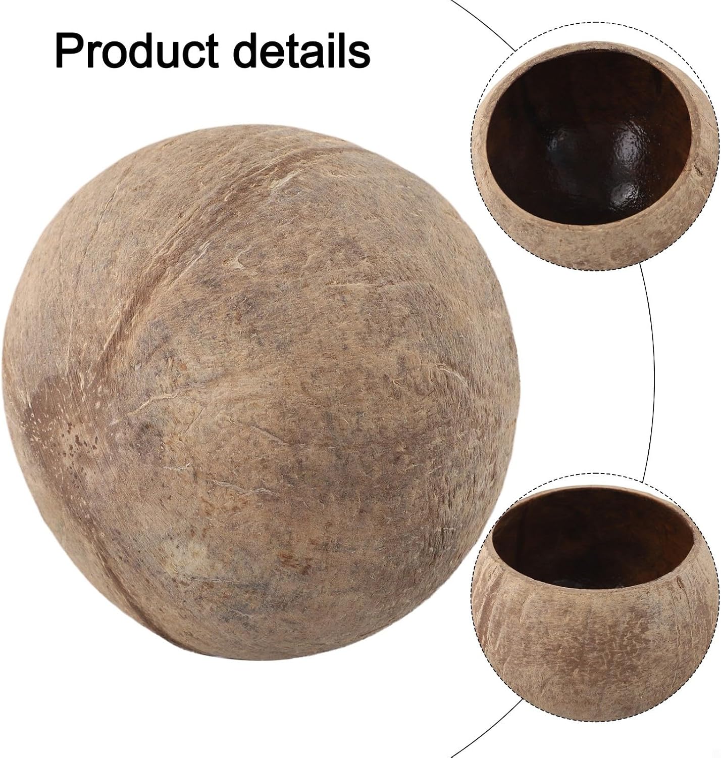 Coconut Shell Candle Holder Decorative Bowl for Home Decor and Aromatherapy, Handmade Sustainable Brown Round Cup(primitive shell)