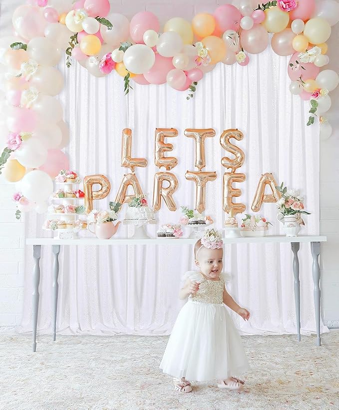Sequin Backdrop Curtains 10ft x 10ft White Background Drapes Wedding Giltter Curtains for Birthday Party Decoration