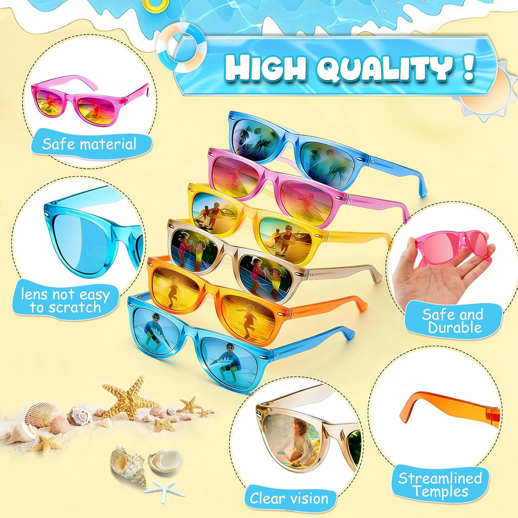 18 Pack Kids Sunglasses Bulk Party Favors, Neon Sunglasses with UV400 Protection for Kids Age 3-8,Great Gift for Birthday ，Graduation Party Supplies Party, Beach, Pool，Boys Girls Goody Bag Stuffers