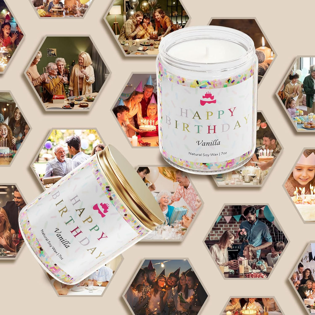 Lihome Happy Birthday Candle - Birthday Gifts for Women, Men, Mom, Dad, Sister, Teacher, Friends - Best Gifts for Ideas, Natural Soy Wax Vanilla Scented Candles
