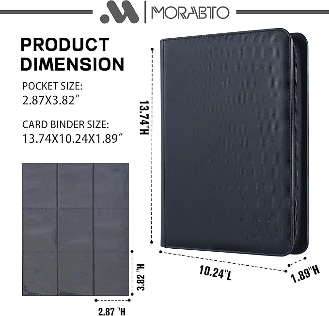 Card Binder 9 Pocket,Trading Card Binder Holds up to 360 Cards with 20 Sleeves,Zipper Card Holder Album Compatible with TCG Card/Game Cards/Sports Card