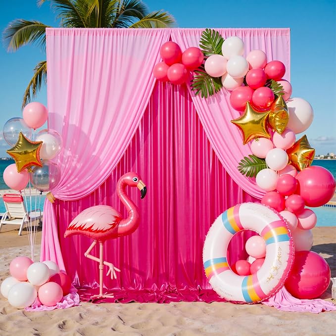10x10FT Glitter Hot Pink Backdrop Curtain for Parties, Wrinkle Free Thick Fuchsia Sequin Backdrop, 2 Panels 5x10FT Shimmer Photo Back Drop Drapes for Barbie Party Wedding Photography Background