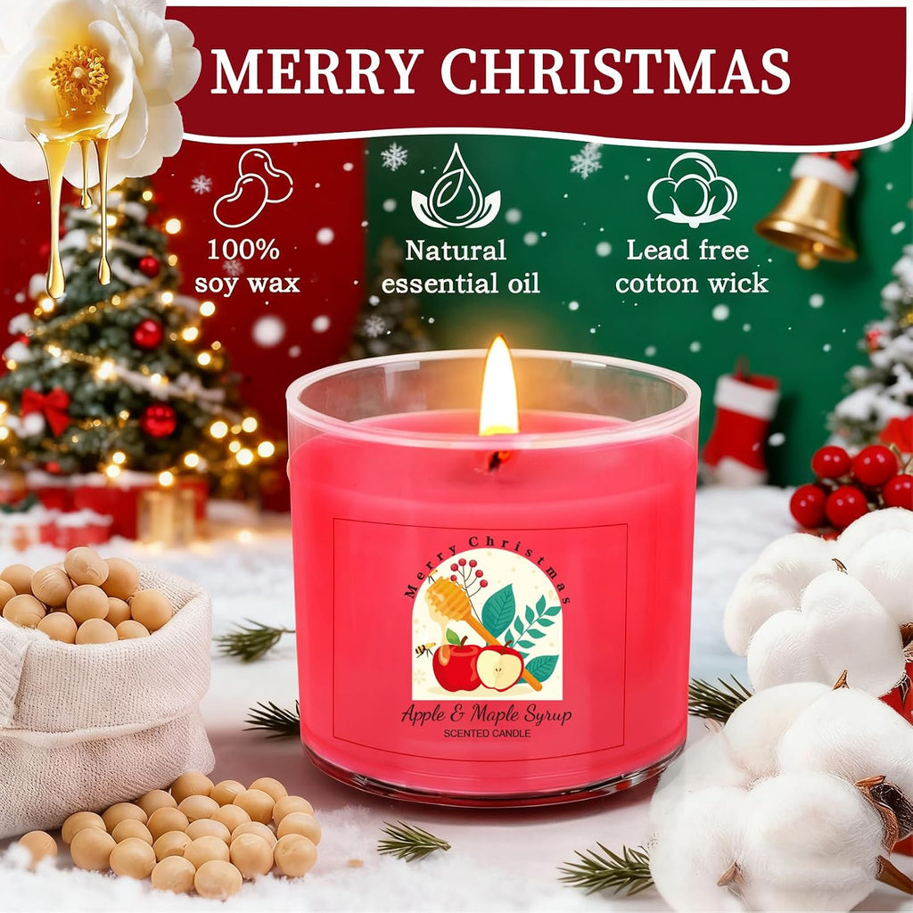 Christmas Candles for Women 12 Pack Candles for Home Scented Winter Holiday 240Hours Small Natural Soy Wax Candle Bulk Mini Candle Gift Set for Men Women Holiday Christmas New Year Winter Décor
