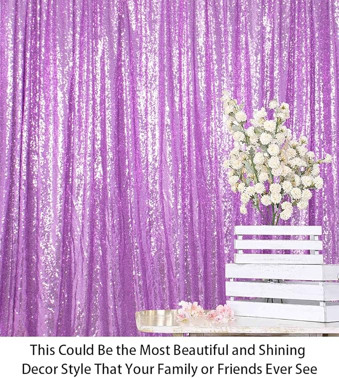 ShiDianYi Sequin Backdrop Lavender 2 Panels 4Ft x 10Ft | Add Shimmer and Shine to Your Photography, Baby Shower, and Wedding Decor