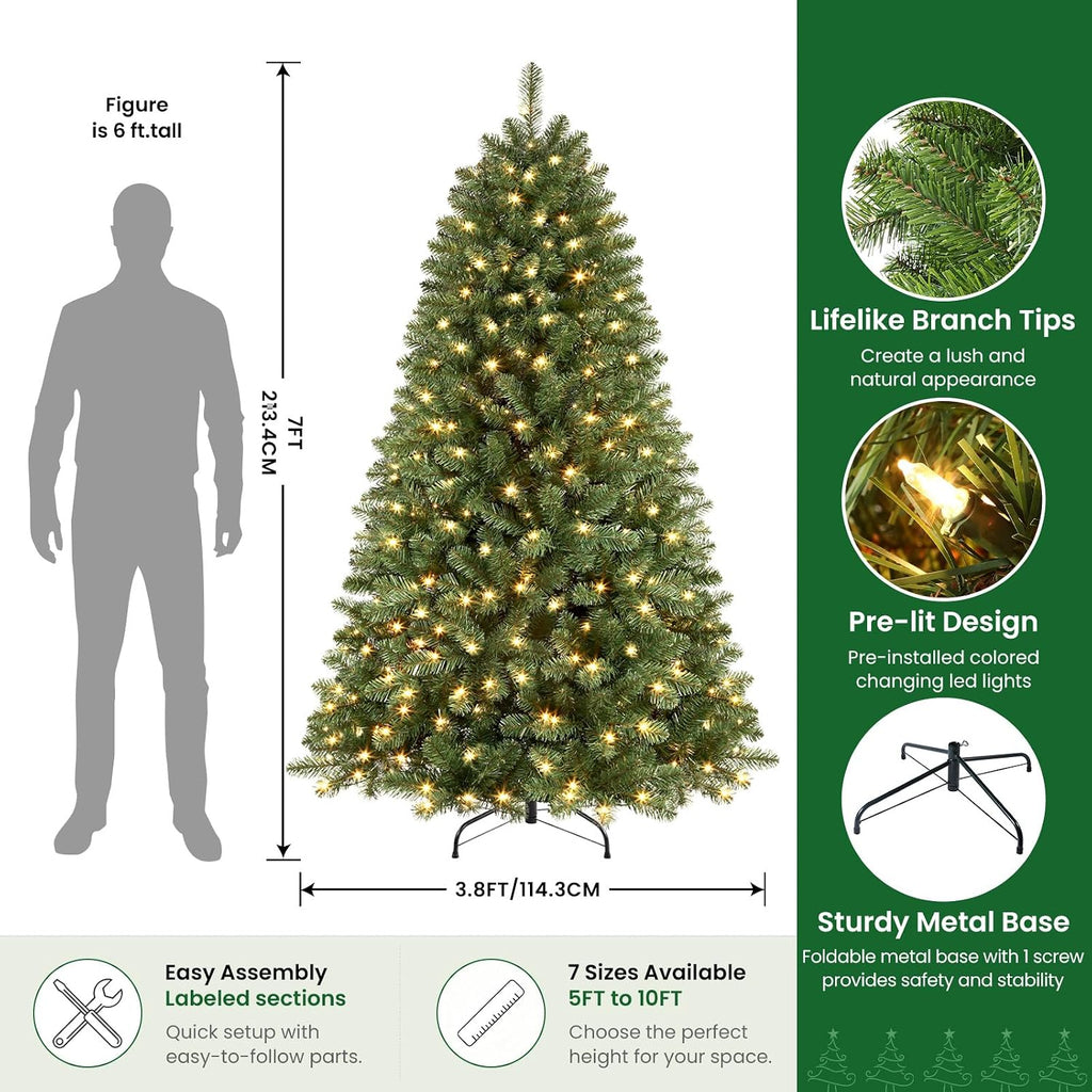 shareconn 7ft prelit artificial classic spruce christmas tree shown in use