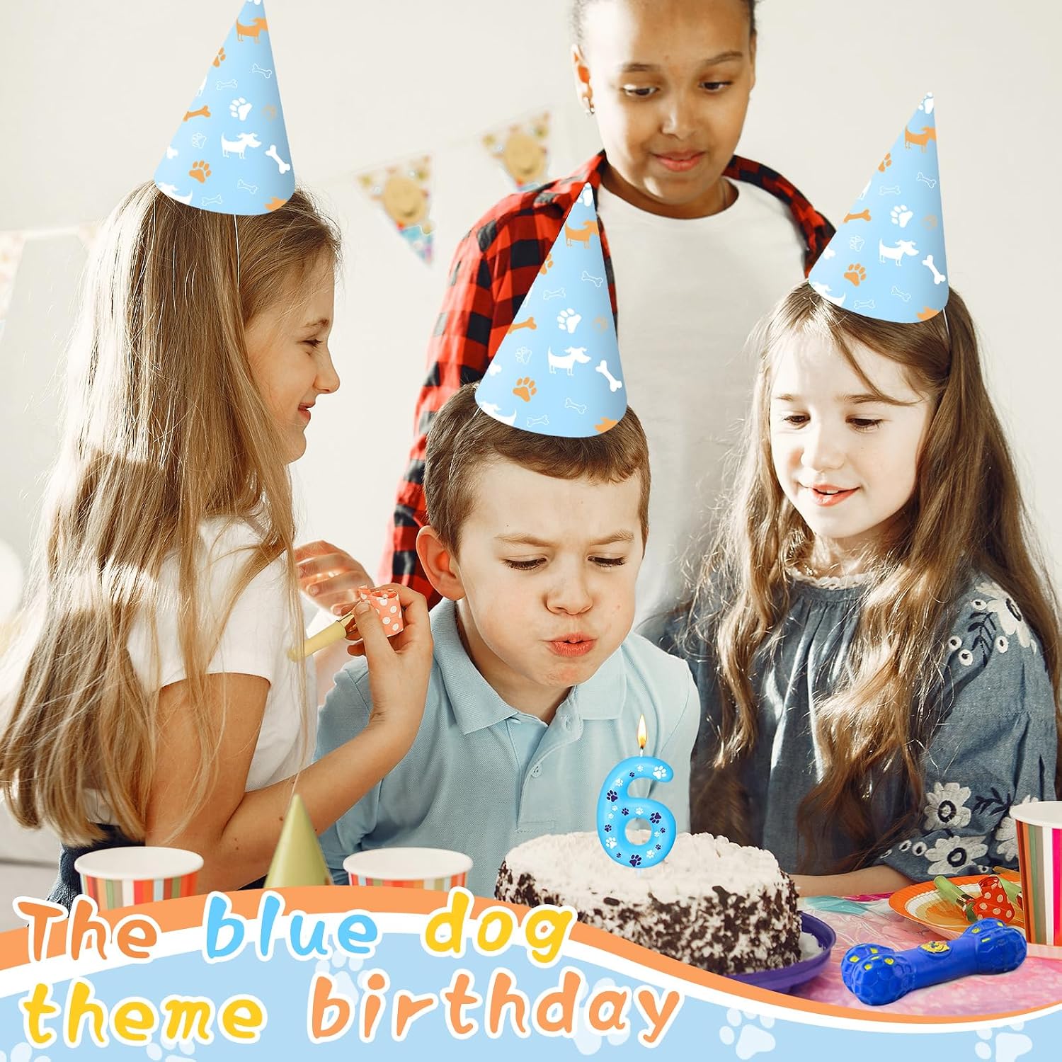 Threlaco Blue Dog Paw Birthday Number Candles Dog Paw Numeral Cake Topper Decorations for Kids Boy Girl Blue Birthday Decoration Party Supplies(Number 6)