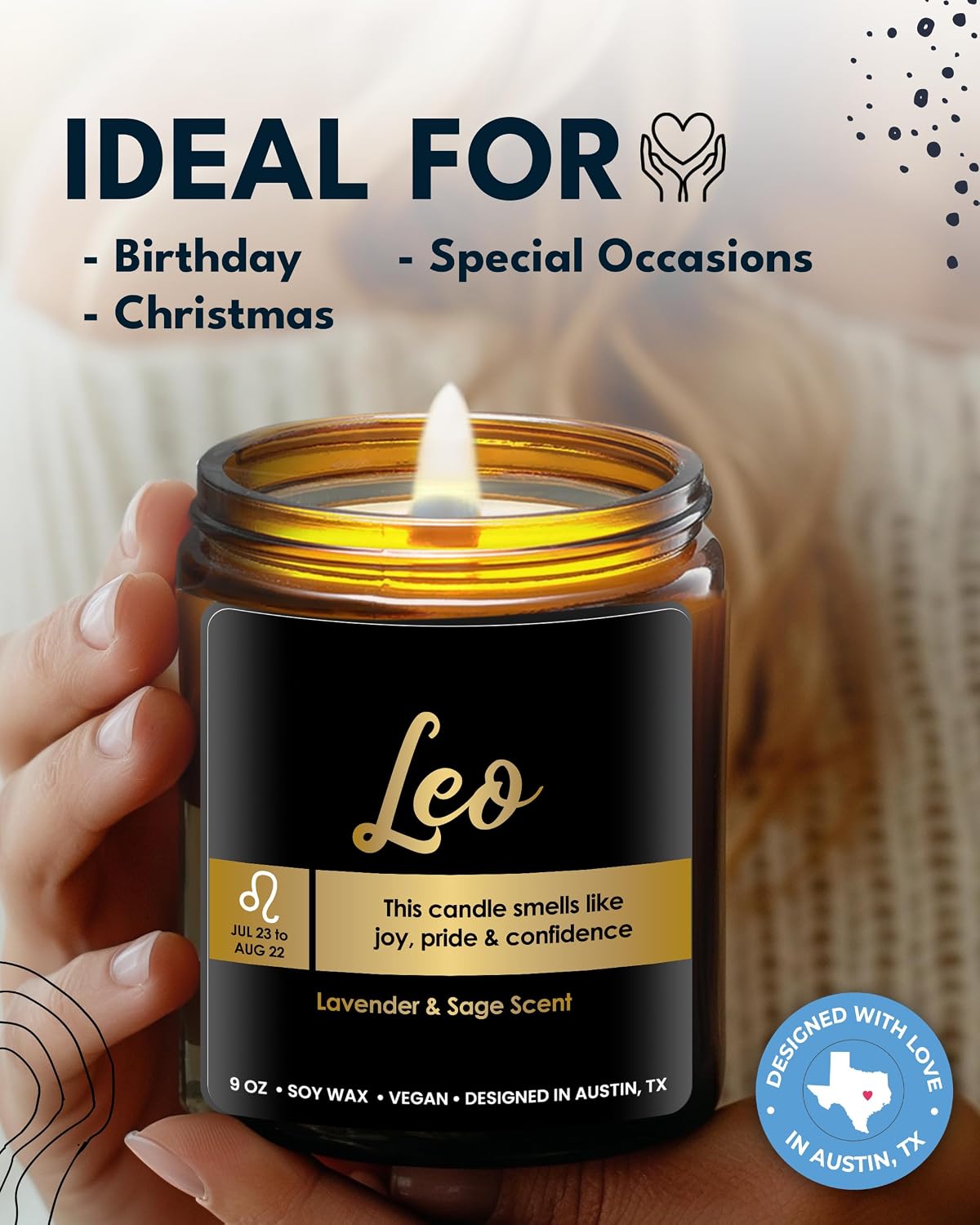 Leo Candle Zodiac, Thoughtful Astrology Gifts for Women & Men, Unique Leo Birthday Presents, Zodiac Sign Gifts for Astrology Lovers, Best Gift for Birthday, Christmas, Special Occasions, Gift Ready