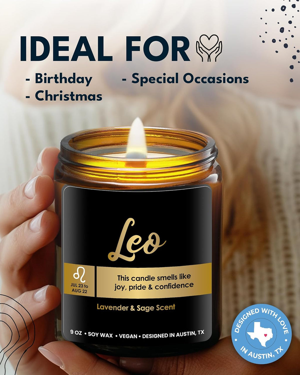 Leo Candle Zodiac, Thoughtful Astrology Gifts for Women & Men, Unique Leo Birthday Presents, Zodiac Sign Gifts for Astrology Lovers, Best Gift for Birthday, Christmas, Special Occasions, Gift Ready