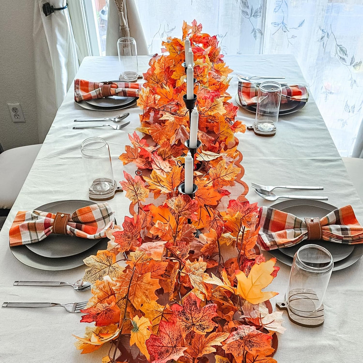 cqure 8 pack fall leaf garland, hanging fall, package contents