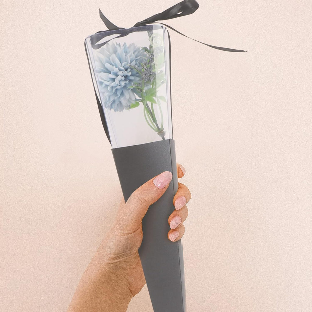 Toyvian 10 Pcs Single Rose Sleeve Bouquet: Single Flower Sleeve Wrapping Bags, Paper Rose Packaging Bags for Valentine's Day, Mother's Day,wedding (black,without Flowers)