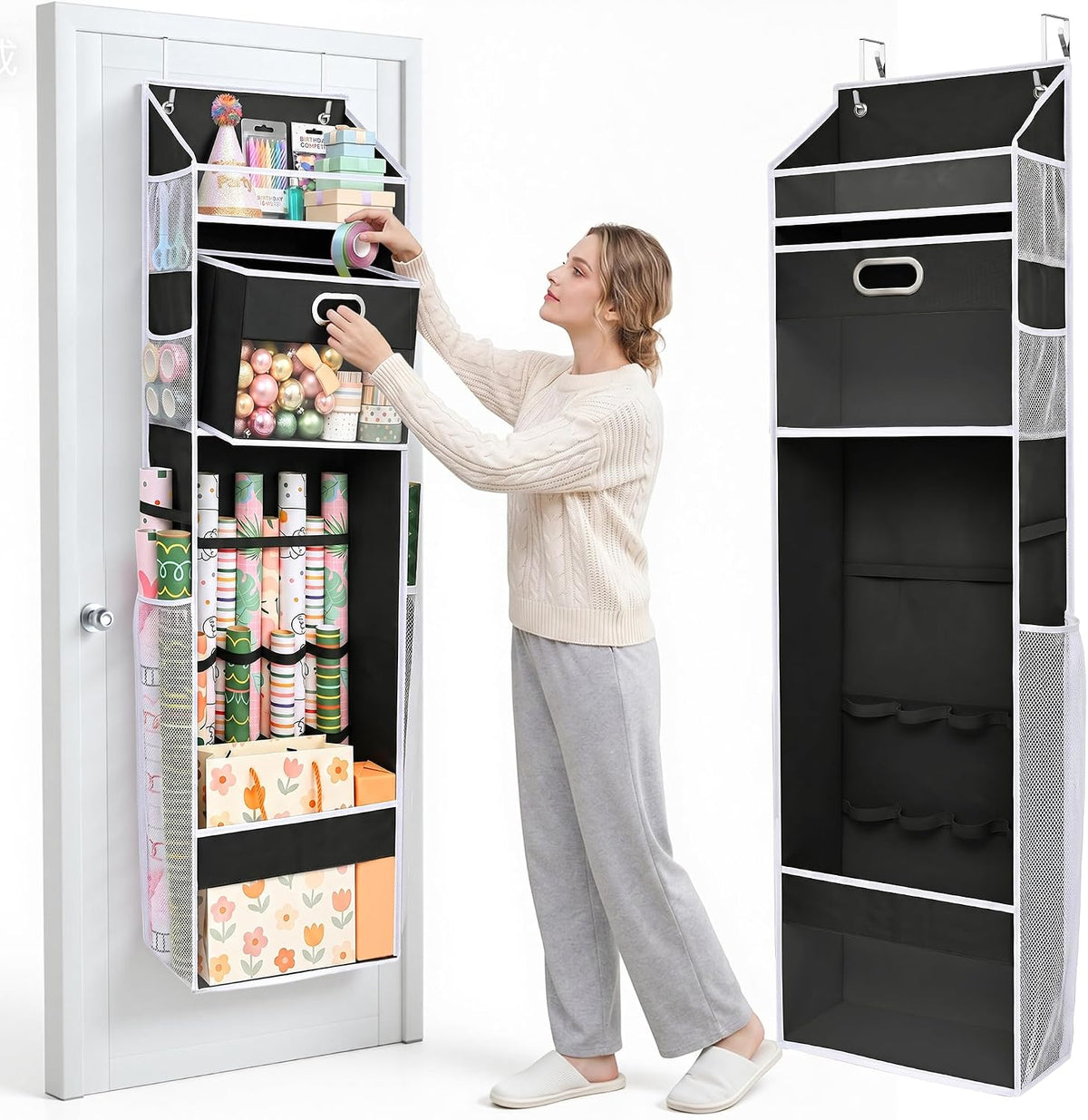 ordovibe wrapping paper storage organizer, over the door, main product view