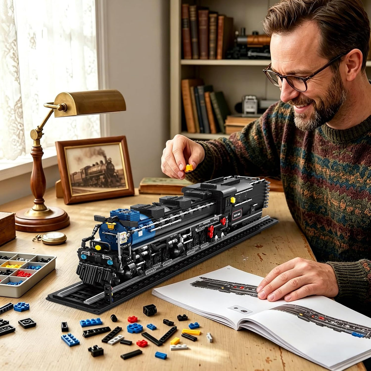reobrix big boy steam locomotive train building block, package contents