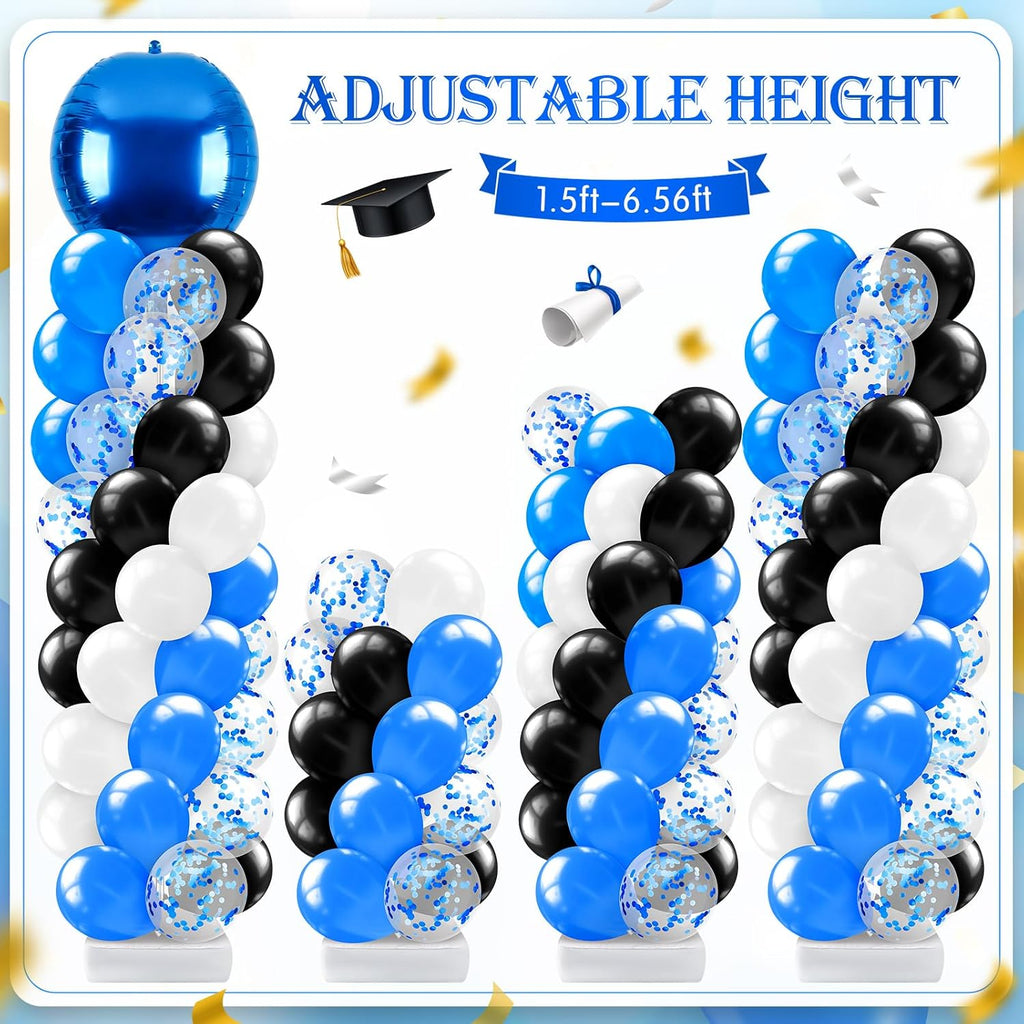 2 sets blue and black white balloon column, side view
