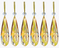 Crystal Glass Christmas Ornaments, 6Pcs Teardrop Prism Hanging Crystals for Christmas Tree,Centerpieces,Wedding,Party Decor (Gold)