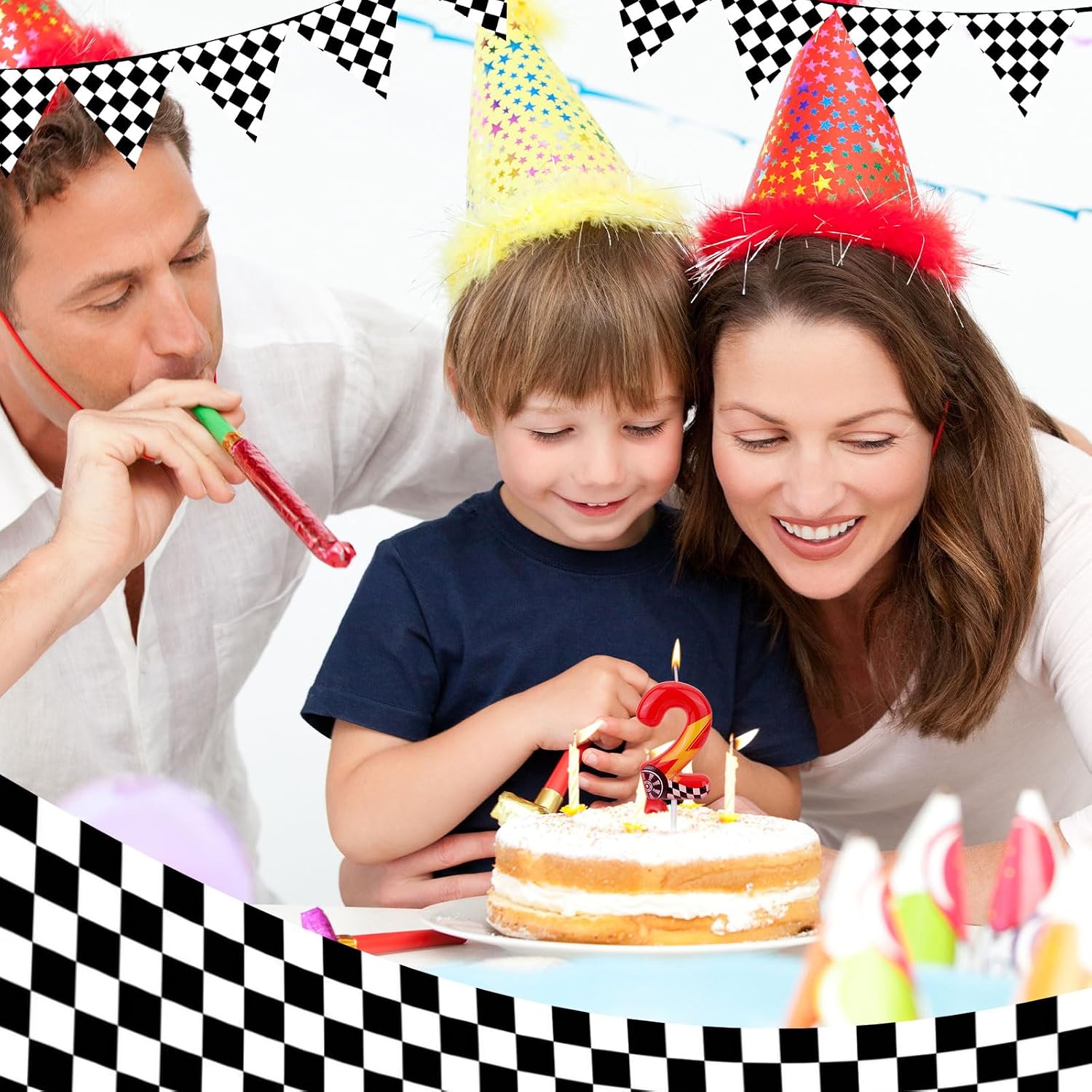 Racing Cars Themed Birthday Candle, Red Racing Car Lightning Number Candle Perfect Cake Toppers and Birthday Anniversary and Theme Party Decoration Supplies(Number 2)