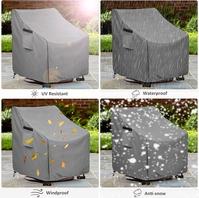 Outdoor Swivel Chair Cover 2 Pack,Outdoor Furniture Patio Chair Covers Waterproof Clearance,(35" W x 37" D x 38.5" H) Outdoor Lawn Patio Furniture Covers,Grey