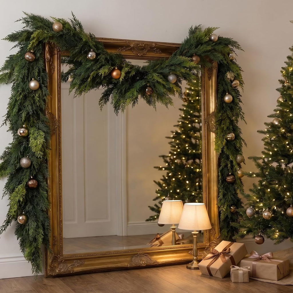 10ft christmas garland real touch cedar garland, side view