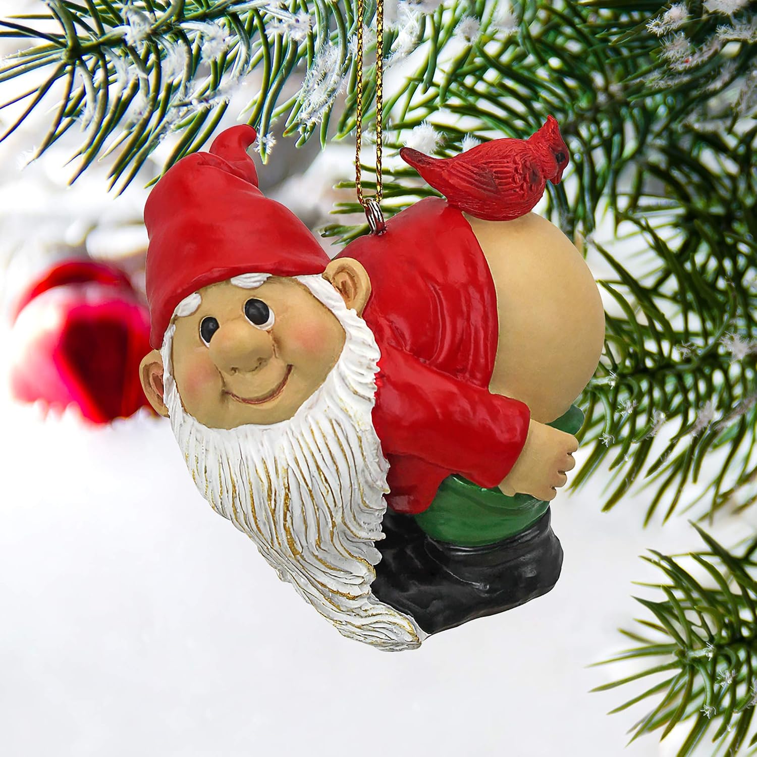 Design Toscano Christmas Ornament - Loonie Moonie Gnome, Garden Gnomes Figurine Statue, 2 Inch
