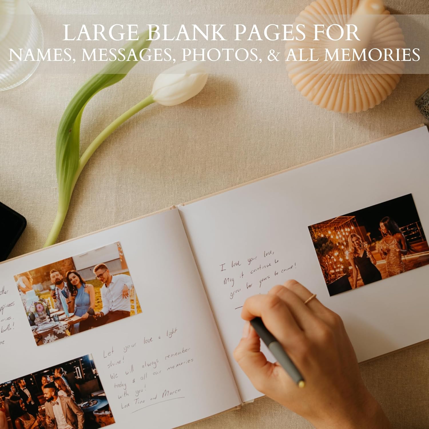 ZICOTO Beautiful Wedding Guest Book for Your Wedding Reception - Simply Elegant Guestbook to Sign in and Add Polaroid Photos - The Perfect Baby Shower Guest Book for The Special Day