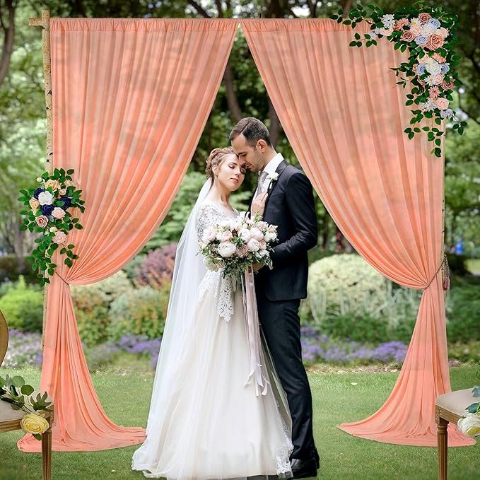 10 x 7 Feet Rose Gold Backdrop Curtain for Partie, Background Curtains for Photoshoot, Birthday, Wedding, Halloween, Thanksgiving, Christmas Day, New Year Party Decorations 5Ft x 7Ft, 2 Panels