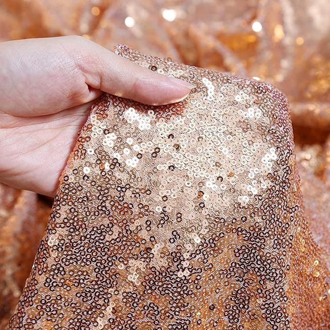 2ft x 8ft Rose Gold Sequin Backdrop Curtains Photography 2 Panels for Party Decoration, Rose Gold